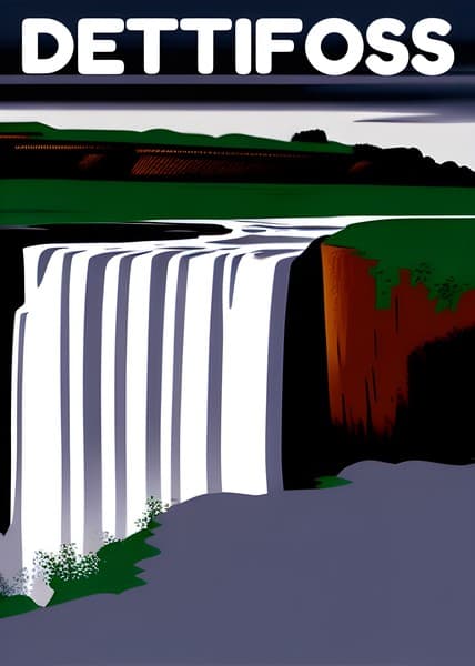 Dettifoss Iceland travel poster