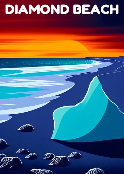 Diamond Beach Iceland travel poster