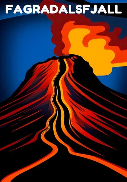 Fagradalsfjall Iceland travel poster