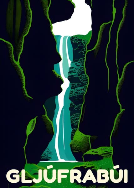 Gljúfrabúi Iceland travel poster