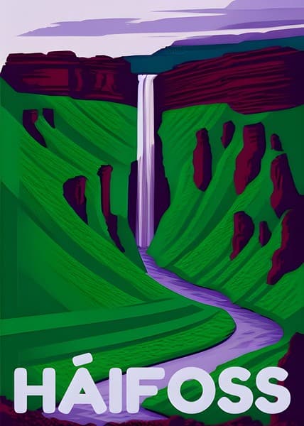 Háifoss Iceland travel poster