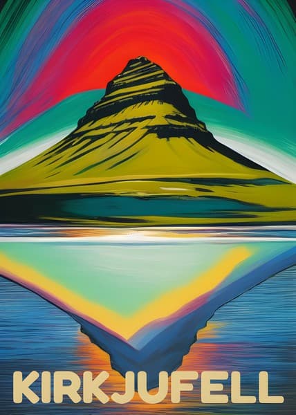 Kirkjufell Iceland travel poster