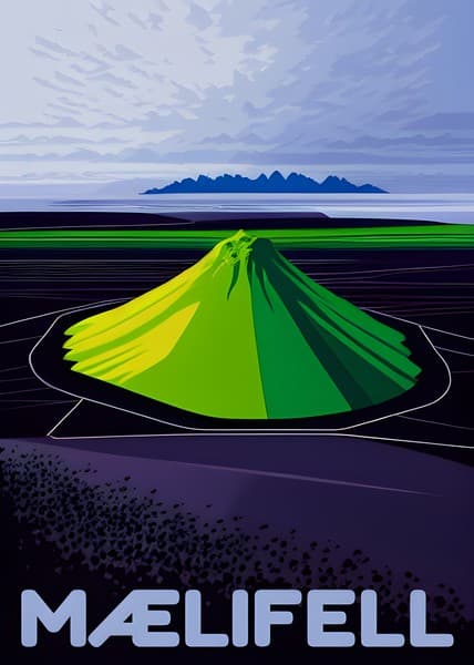 Mælifell Iceland travel poster