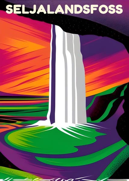 Seljalandsfoss Iceland travel poster