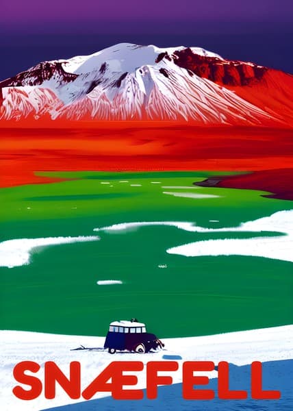 Snæfell Iceland travel poster