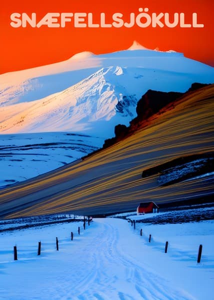 Snæfellsjökull Iceland travel poster