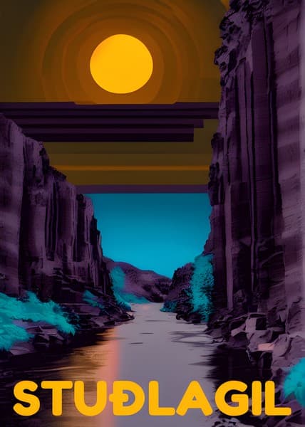 Stuðlagil Iceland travel poster